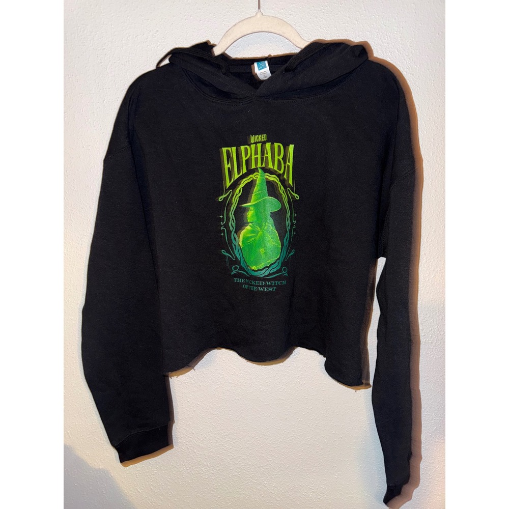 Lane Seven Wicked Elphaba The Wicked Witch of the West Cropped Hoodie Black L